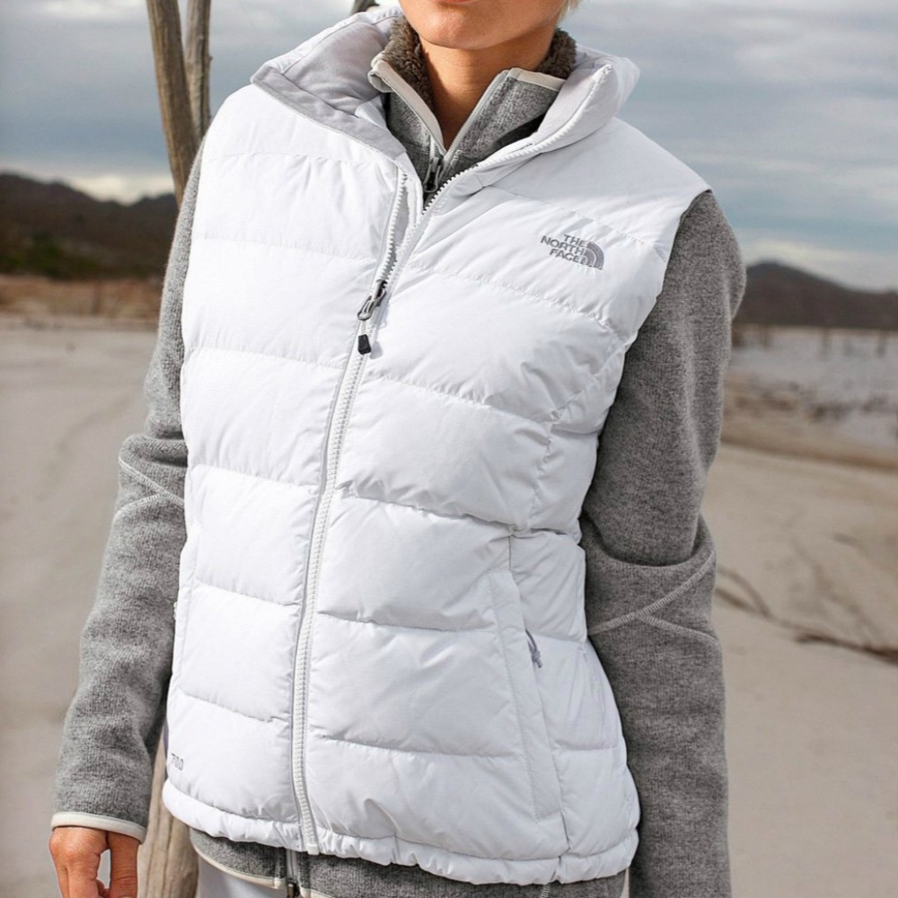 Cream White The North Face Puffer Vest 700